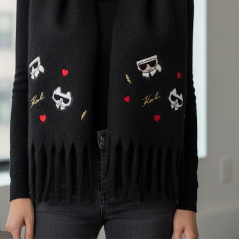 Karl Lagerfeld Paris Women's Embroidered Karl Hearts Scarf